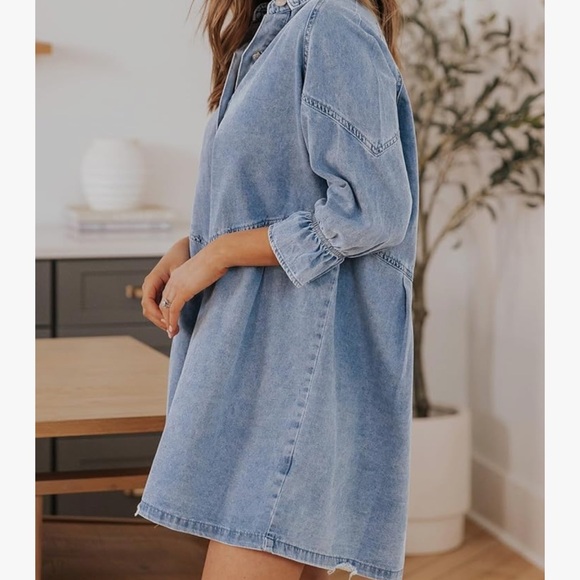 Blue Denim Button-Up Dress - Picture 10 of 10